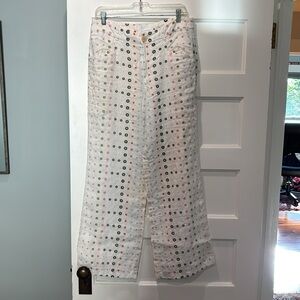 Anthropologie Linen Eyelet Pants. No flaws. Exceptional details.